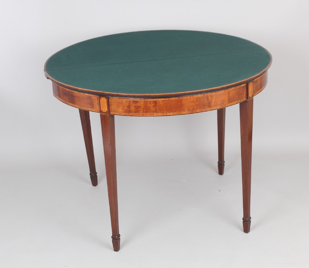 George III period satinwood and mahogany semi-elliptical card-table View III