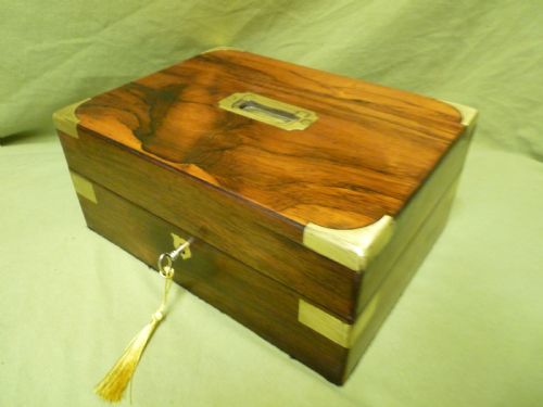 .Victorian Brass Bound Fitted Rosewood Unisex Jewellery – Dressing Box. c1860