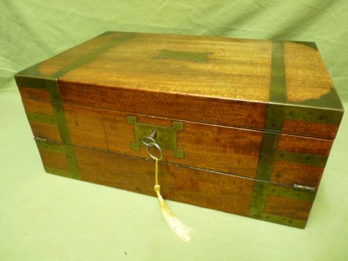Georgian Solid Mahogany Triple Fold Writing Box. Lots of Features. c1820