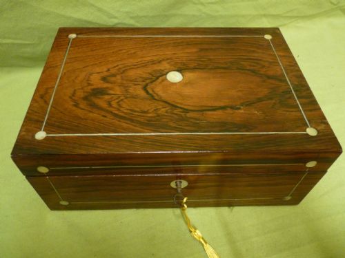 Victorian Inlaid Rosewood Jewellery Box. Original Fitted Tray. c1860