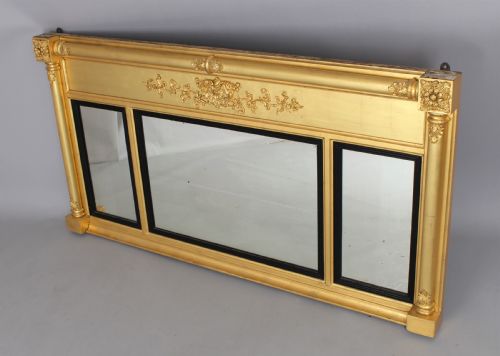 Regency Triple Plate Gilt Overmantle Mirror