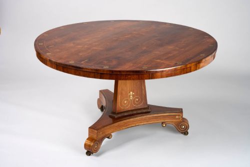 Fine George III Period Rosewood Brass Inlaid Centre Table