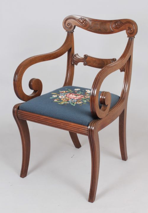 fig 1. Set of six Regency mahogany sabre leg chairs