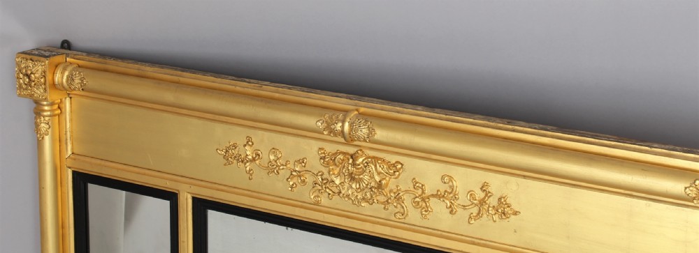 Regency triple plate gilt overmantle mirror View II