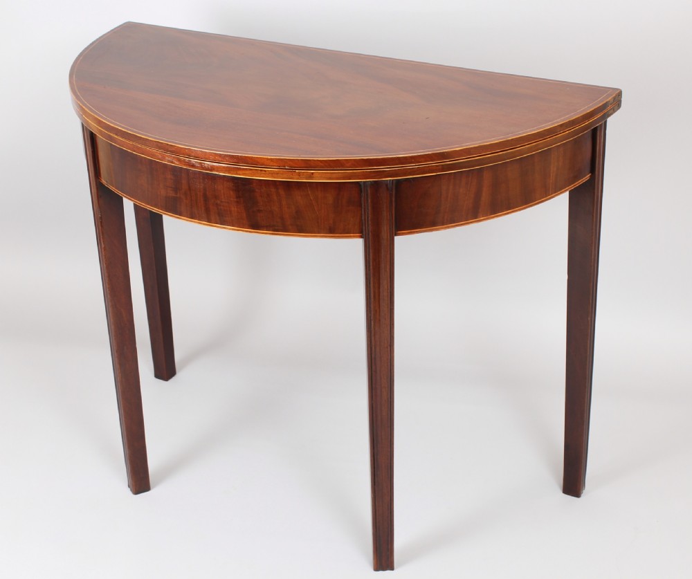 George III period mahogany semi-circular tea table