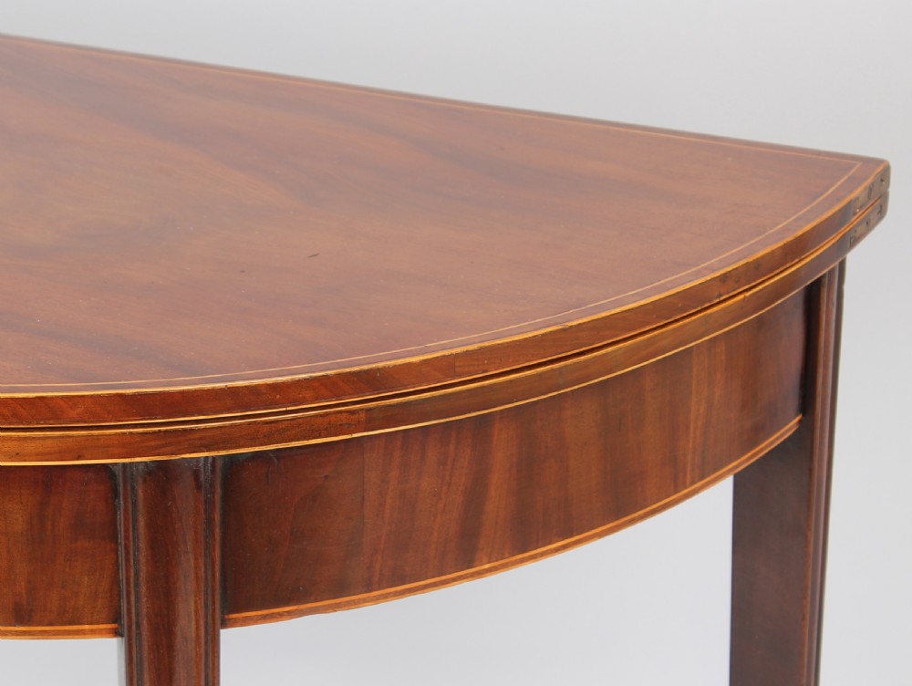 George III period mahogany semi-circular tea table View II