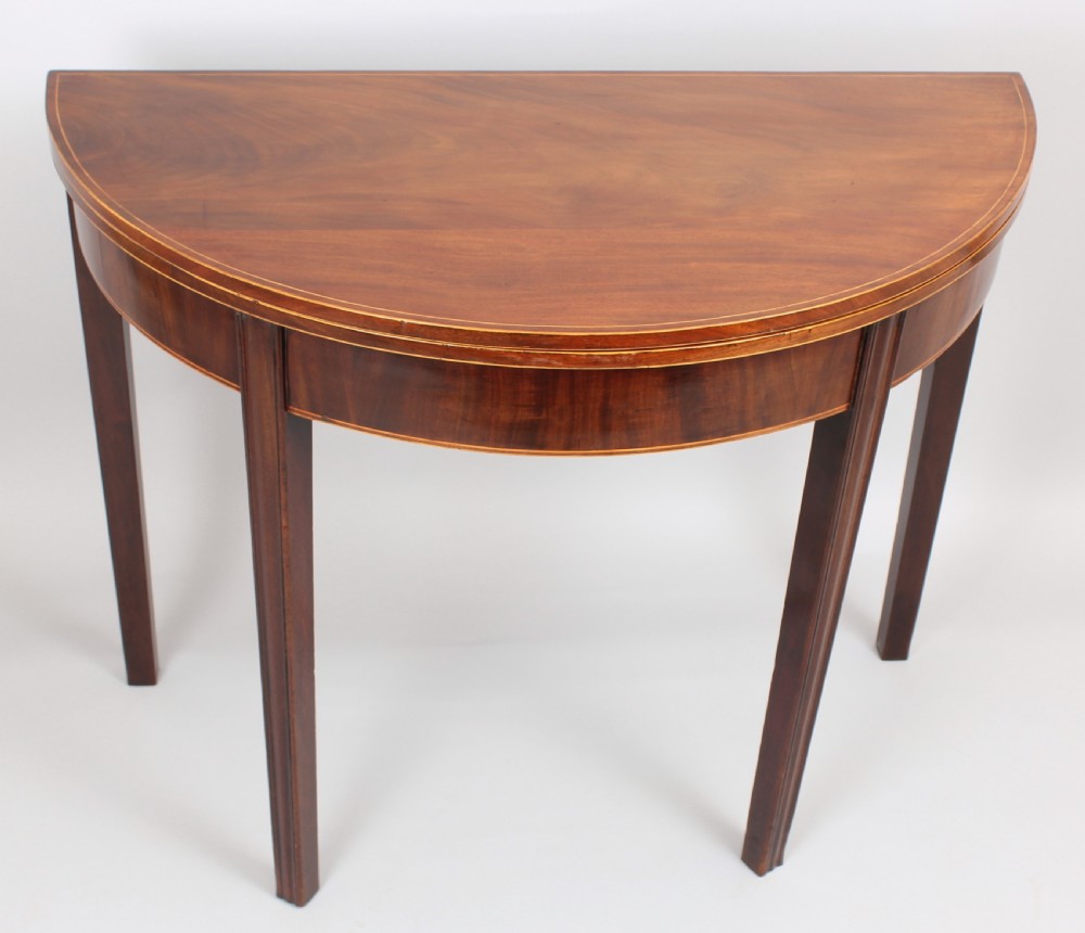 George III period mahogany semi-circular tea table View VI