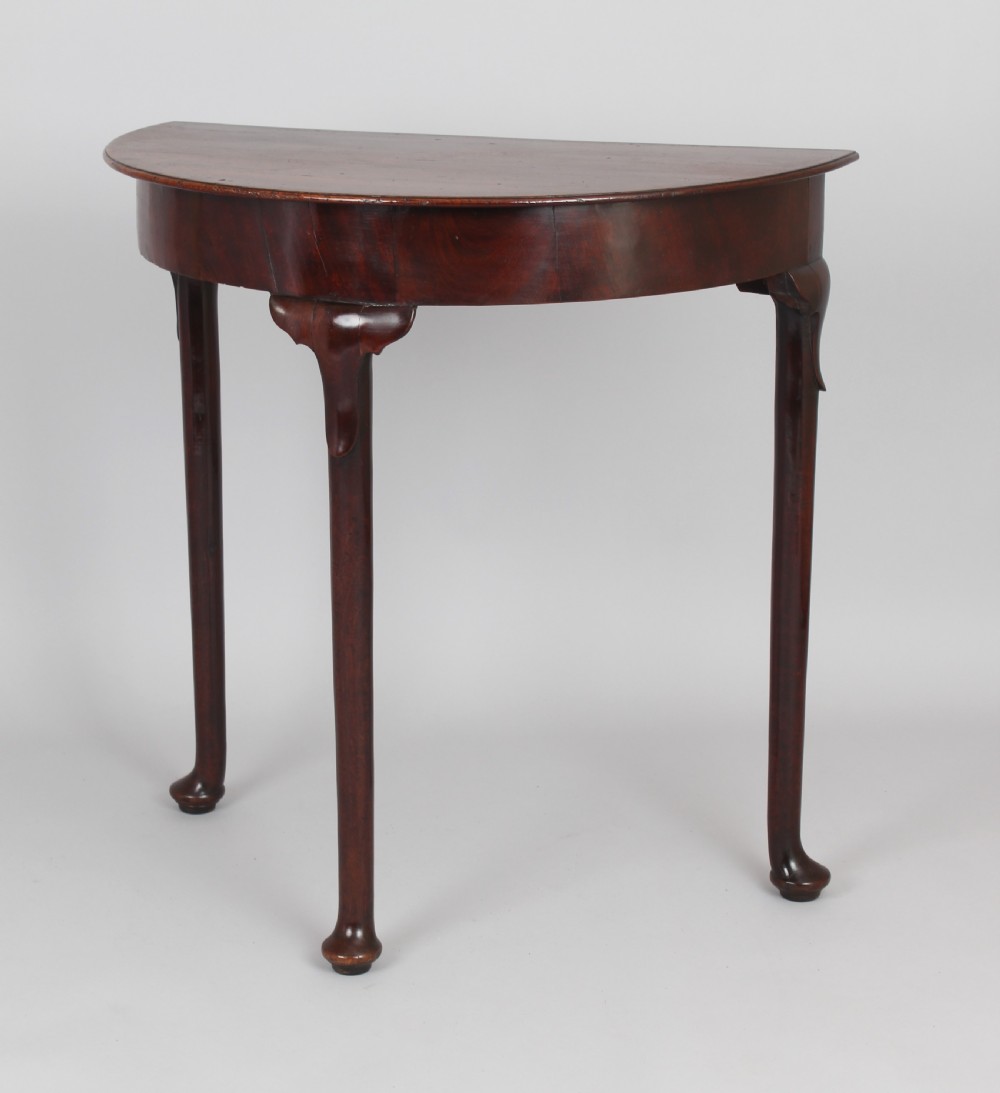 George II walnut half round side table