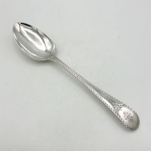 Antique 1786 Bright Cut Silver Serving Spoon, Georgian Tablespoon