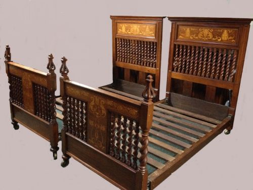 Antique Pair of Art Nouveau/ Arts and Crafts Beds from a Country House in North Yorkshire Superb Quality Circa 1890