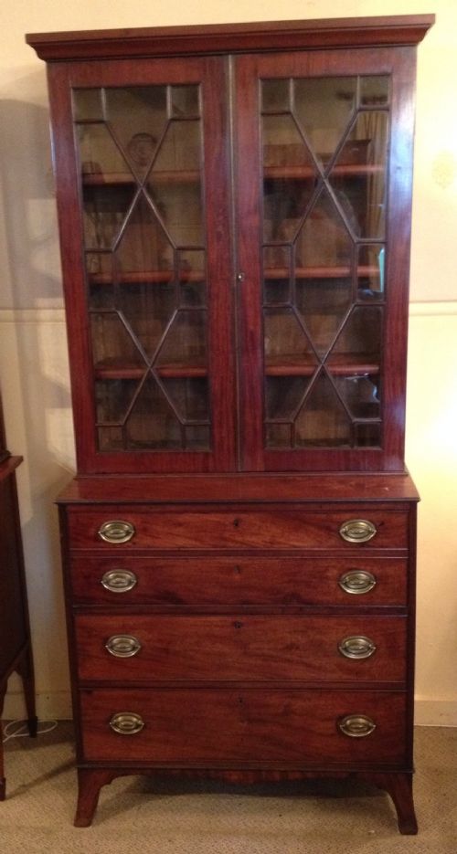 Antique Nineteenth Century Mahogany Secretaire Bookcase of Small Proportions