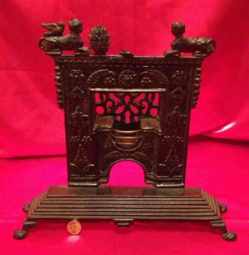 Antique Victorian Cast Iron Miniature Salesman's Sample Fireplace
