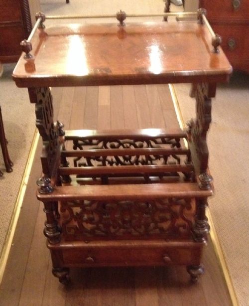 Antique Burr Walnut Victorian Two Tier Canterbury Circa 1870
