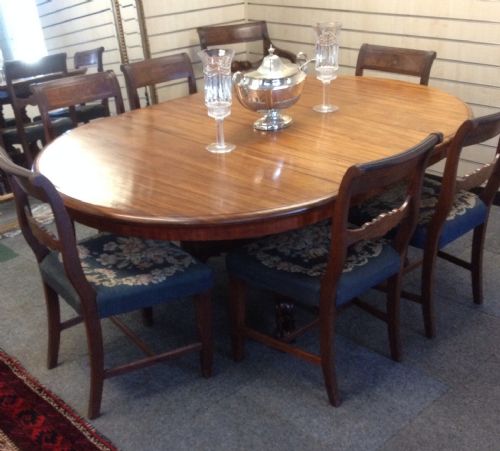 Antique Mahogany Extending Pull Out Dining Table on Turned Quadrapartite Base with Single Leaf Circa 1860