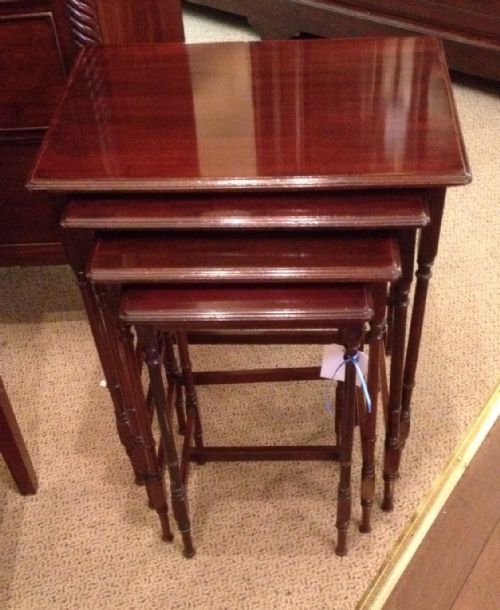 Antique Edwardian Nest of Four Tables on Turned Legs . Repolished