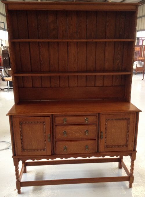 Antique Solid Oak Dresser on Barley Twist Supports