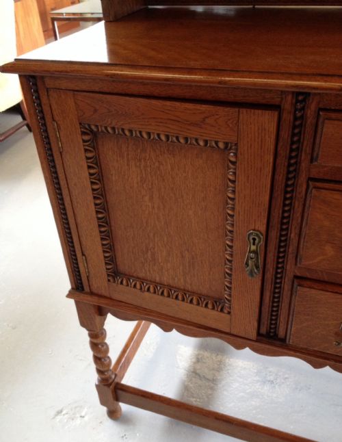 fig 1. Antique solid oak dresser on barley twist supports