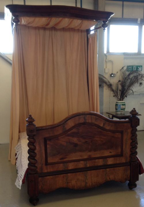 fig 1. Antique Victorian mahogany half tester king size bed by Richardson of Hull