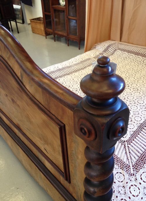 fig 2. Antique Victorian mahogany half tester king size bed by Richardson of Hull