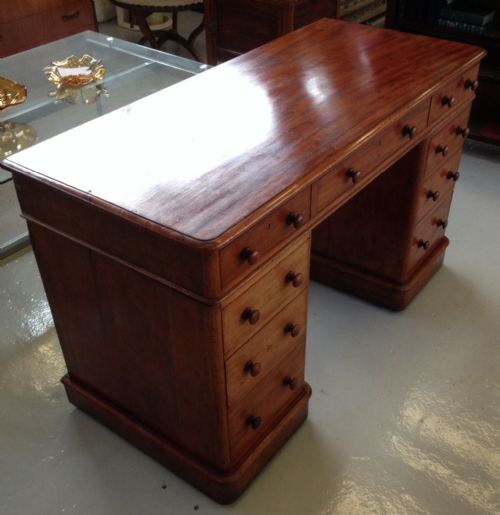 fig 1. Antique Victorian Mahogany twin pedestal desk circa 1870
