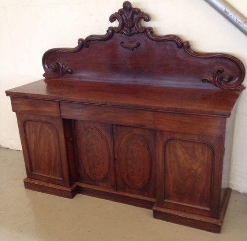 Victorian Four Door Mahogany Sideboard /Chiffonier with Original Carved Back