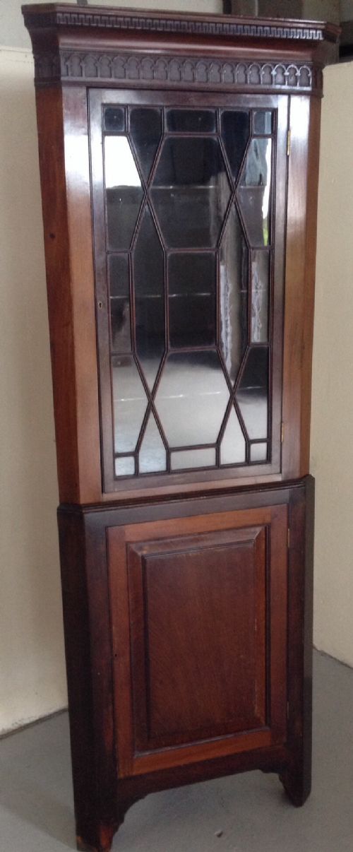 Edwardian Mahogany Corner Cabinet with Glazed Upper Section Circa 1910