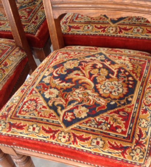 fig 1. Victorian set of 10 oak dining  chairs in original fabric circa 1895
