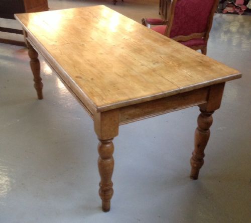 Victorian Pine Farmhouse Table on Turned Legs Circa 1880