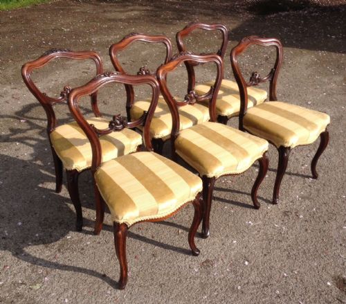 fig 1. Set of six Victorian rosewood dining chairs with carved frames circa 1860