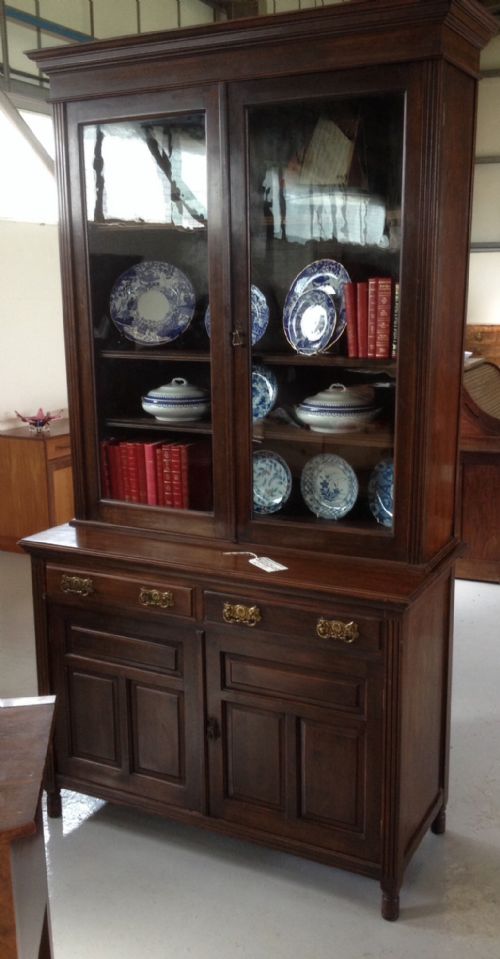 Antique Victorian Bookcase Over Cupboard Circa 1880