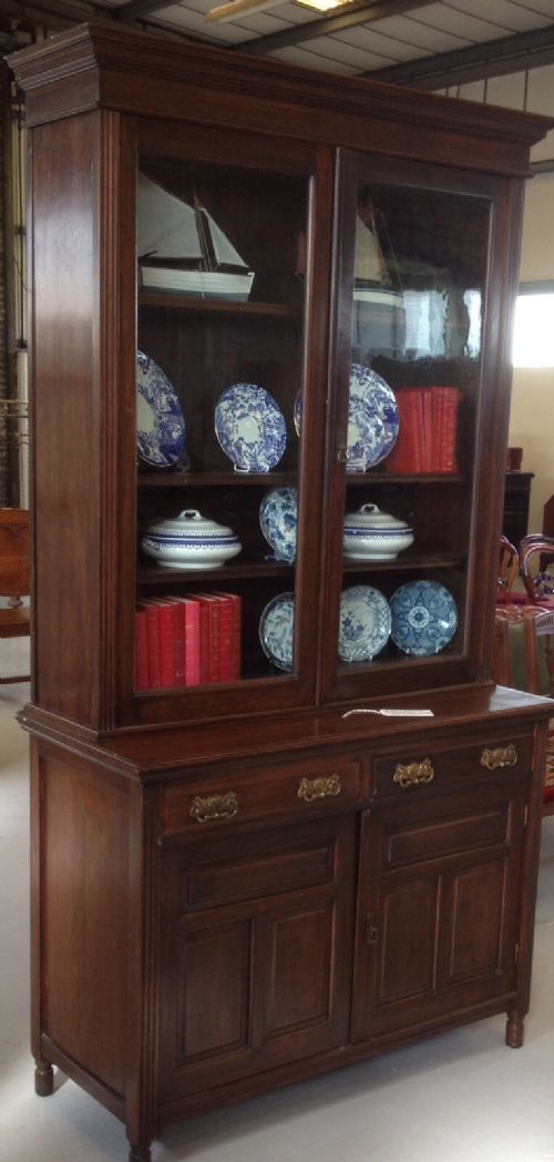 fig 1. Antique Victorian bookcase over cupboard circa 1880