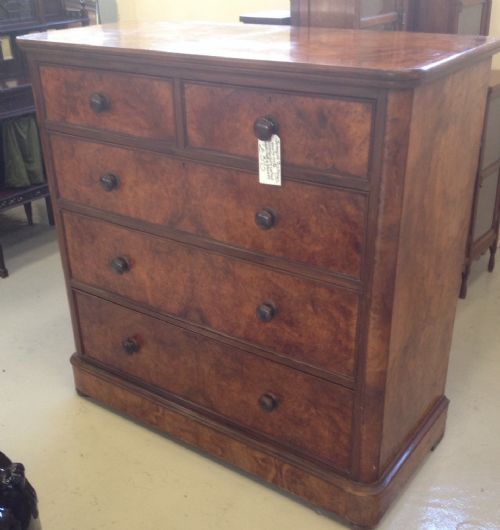 fig 1. Antique Victorian burr walnut chest of drawers circa 1870