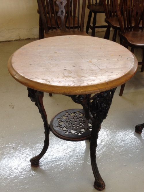 fig 1. Cast iron pub table Well cast base circa 1900