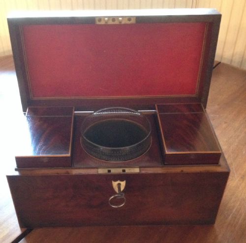 Georgian Mahogany  Tea Caddy with Original Boxes and Mixing Bowl Circa 1800