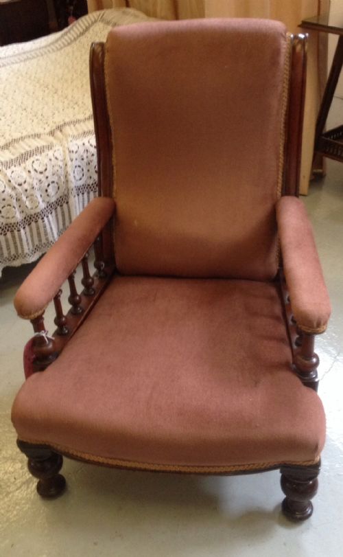 Victorian Mahogany Framed Library Chair Circa 1880