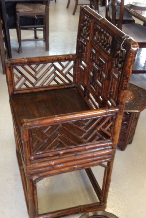 fig 1. Highly decorative chinoiserie style bamboo armchair circa 1920