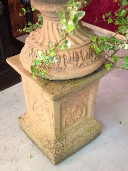 fig 1. Garden urn on pedestal weathered circa 1920