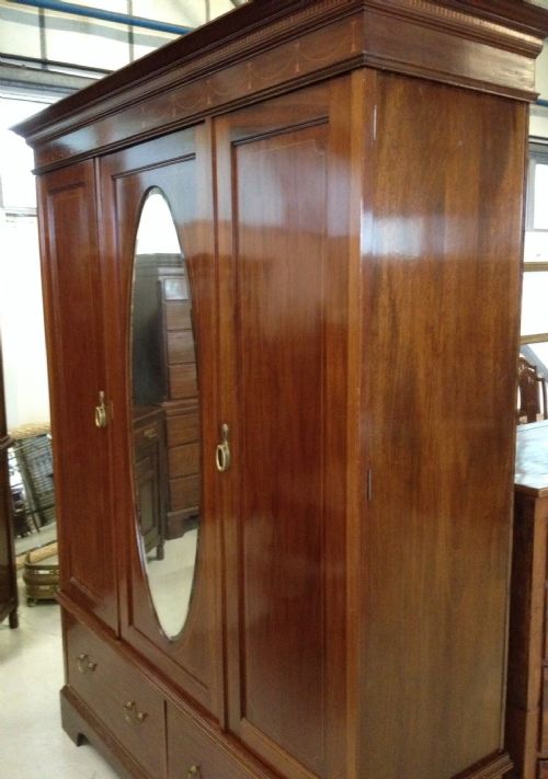 fig 1. Edwardian inlaid triple wardrobe by Wylie and Lochhead Glasgow circa 1900