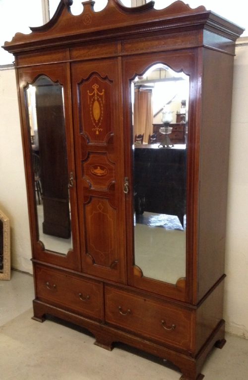 Late Victorian Inlaid Mahogany  Double Wardrobe Superb Quality