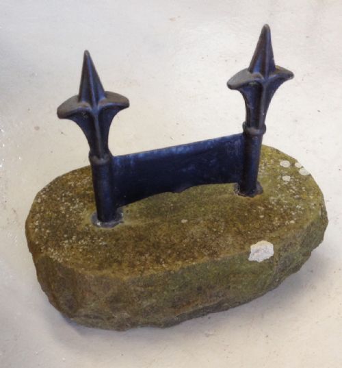 Victorian Iron Boot Scraper Set in Stone Plinth