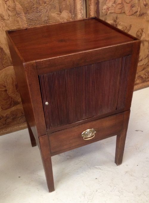 Georgian Mahogany Tambour Fronted Bedside Cabinet