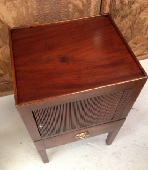 fig 1. Georgian mahogany tambour fronted bedside cabinet