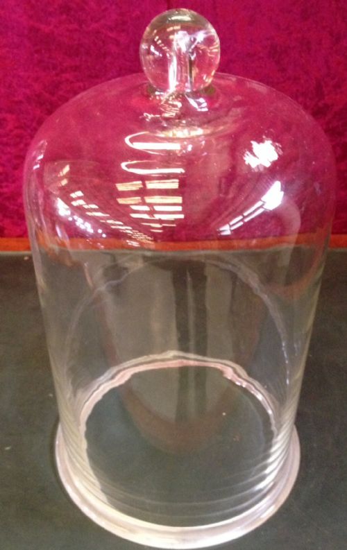 Victorian Hand Blown Glass Table Dome with Ground Base