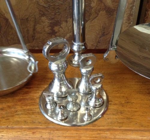 fig 1. Antique chrome scales from the Manchester Coop with weights .