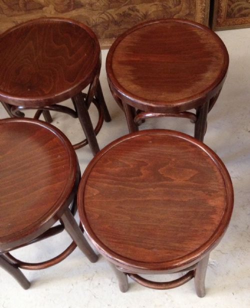 fig 1. Set of four bentwood stools . Good heavy construction. Original polish