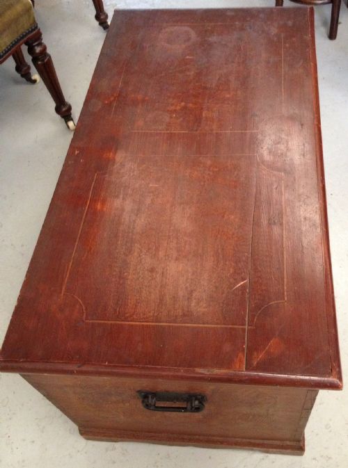 fig 1. Antique Victorian pine blanket box with original scumbled finish circa 1880