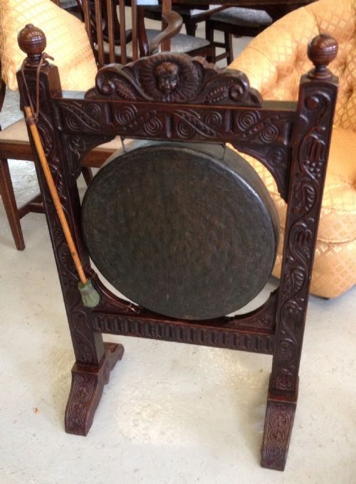 Antique Victorian Carved Oak Dinner Gong