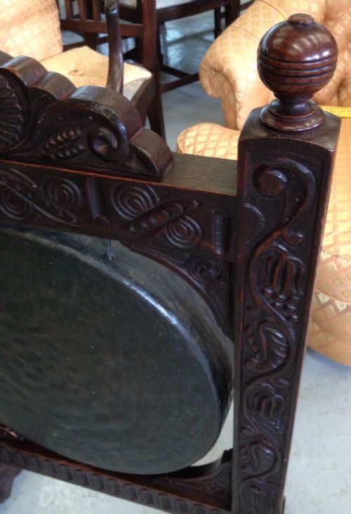 fig 1. Antique Victorian carved oak dinner gong
