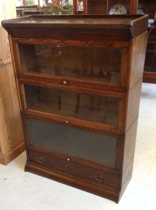 Antique Gunn and Co  Globe Wernicke Style Oak Stacking Bookcase with Lower Drawer
