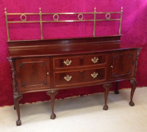 Antique Edwardian Inlaid and Carved Mahogany Sideboard by Robson of Newcastle
